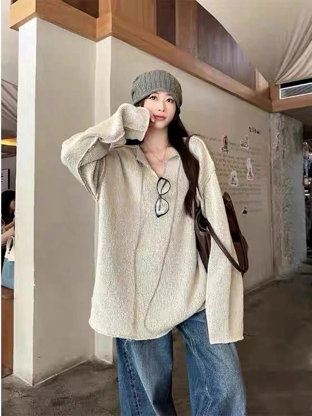 Cream V-Neck Sweater Like New